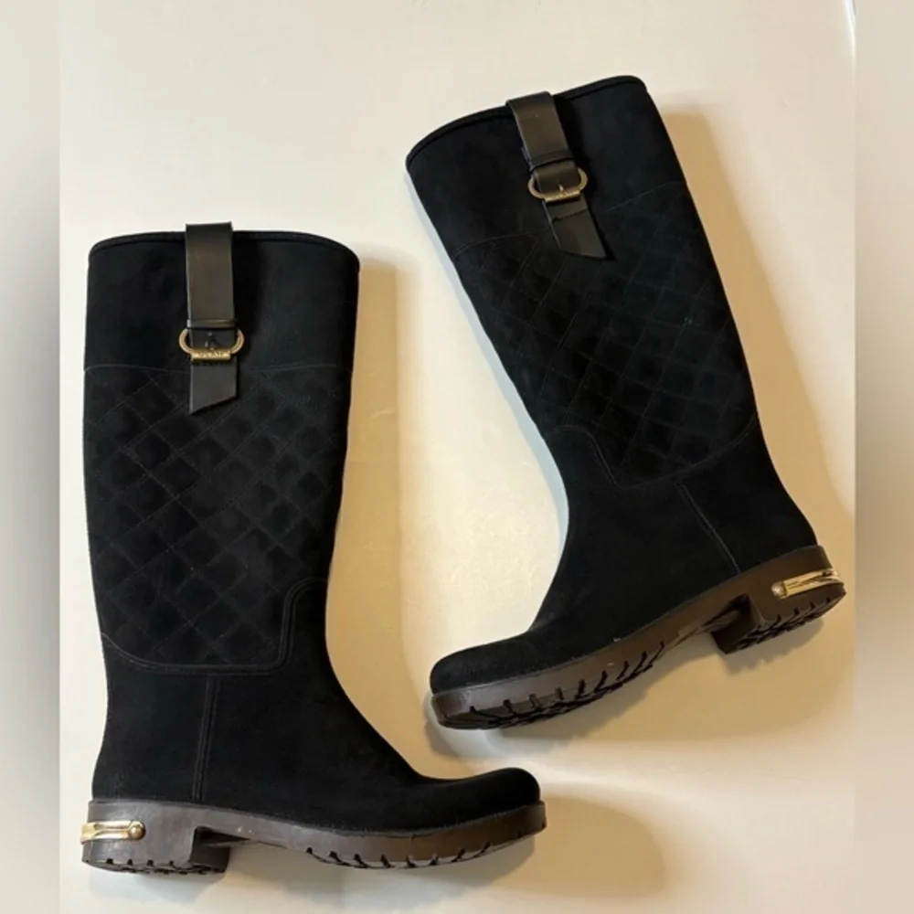 Ulan Rainy Steps Jessie Black Quilted Rain Boots Size 9